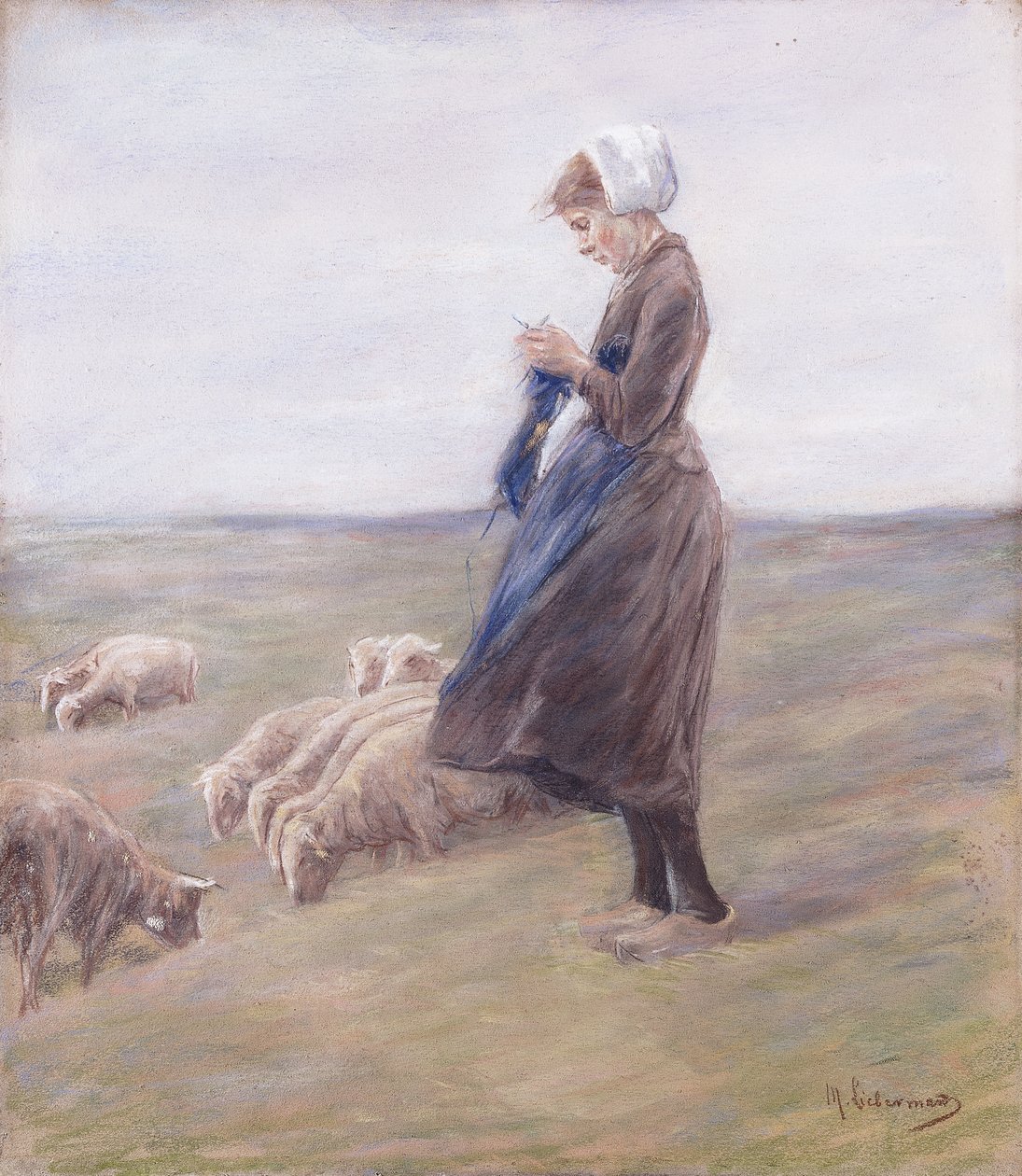 Çoban; Schafhirtin, 1887 by Max Liebermann