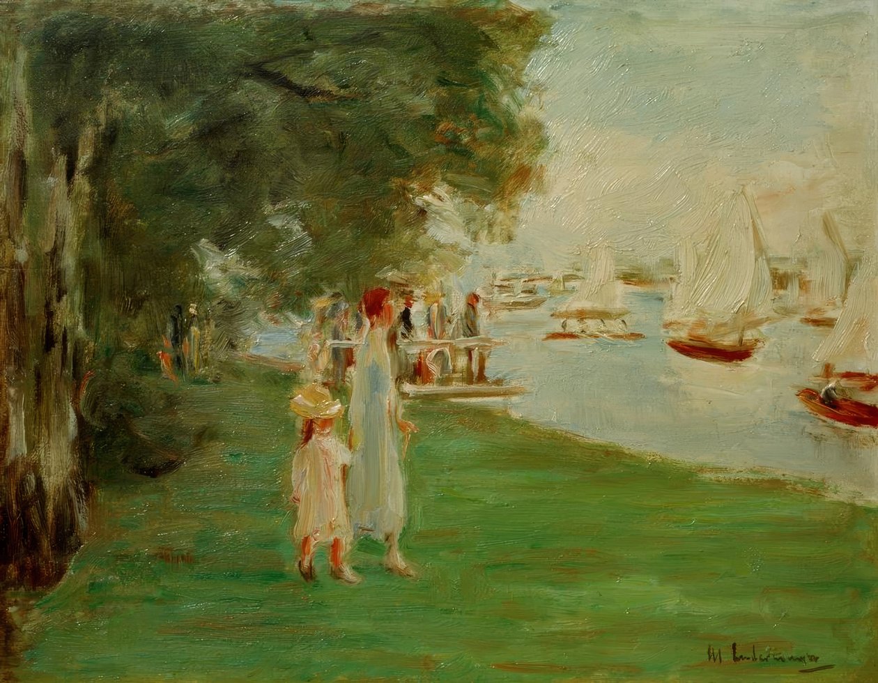 Wannsee sahilinde yürüyenler by Max Liebermann