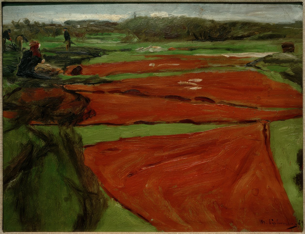 Yayılmış ağları ve yelkenleri olan çayır by Max Liebermann