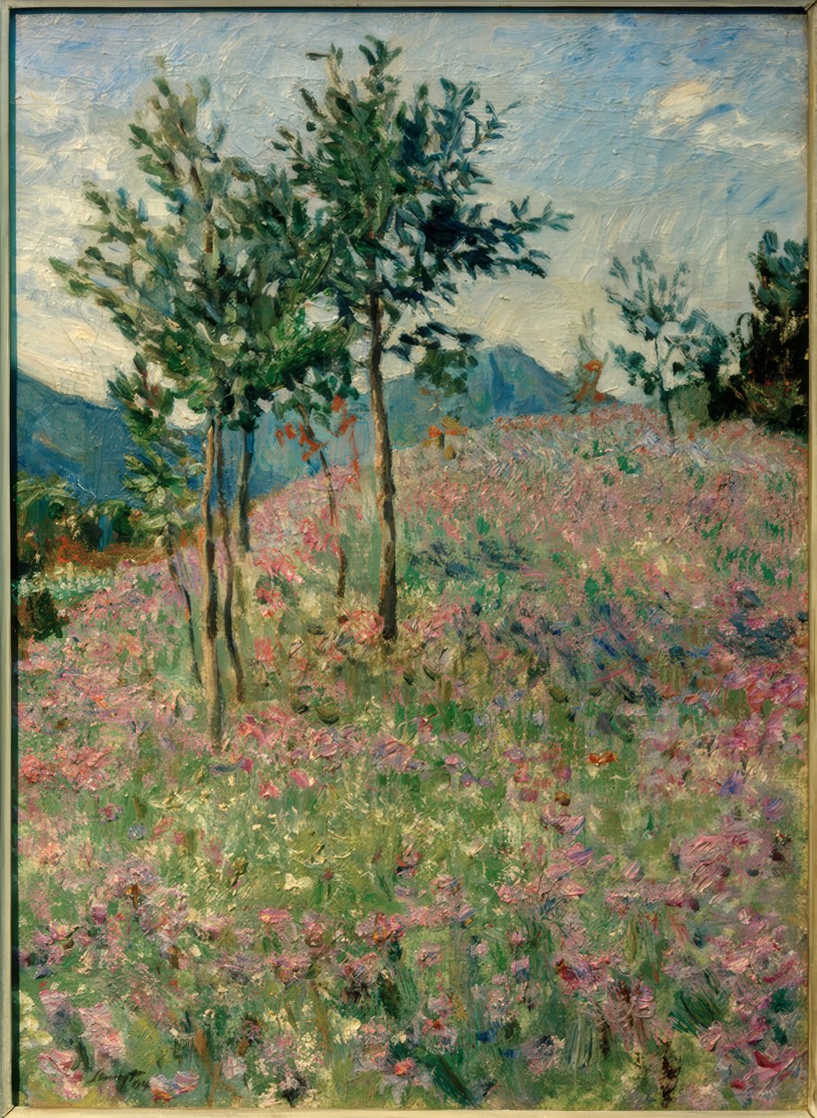 Phacelia alanı ile dağ manzarası by Max Slevogt