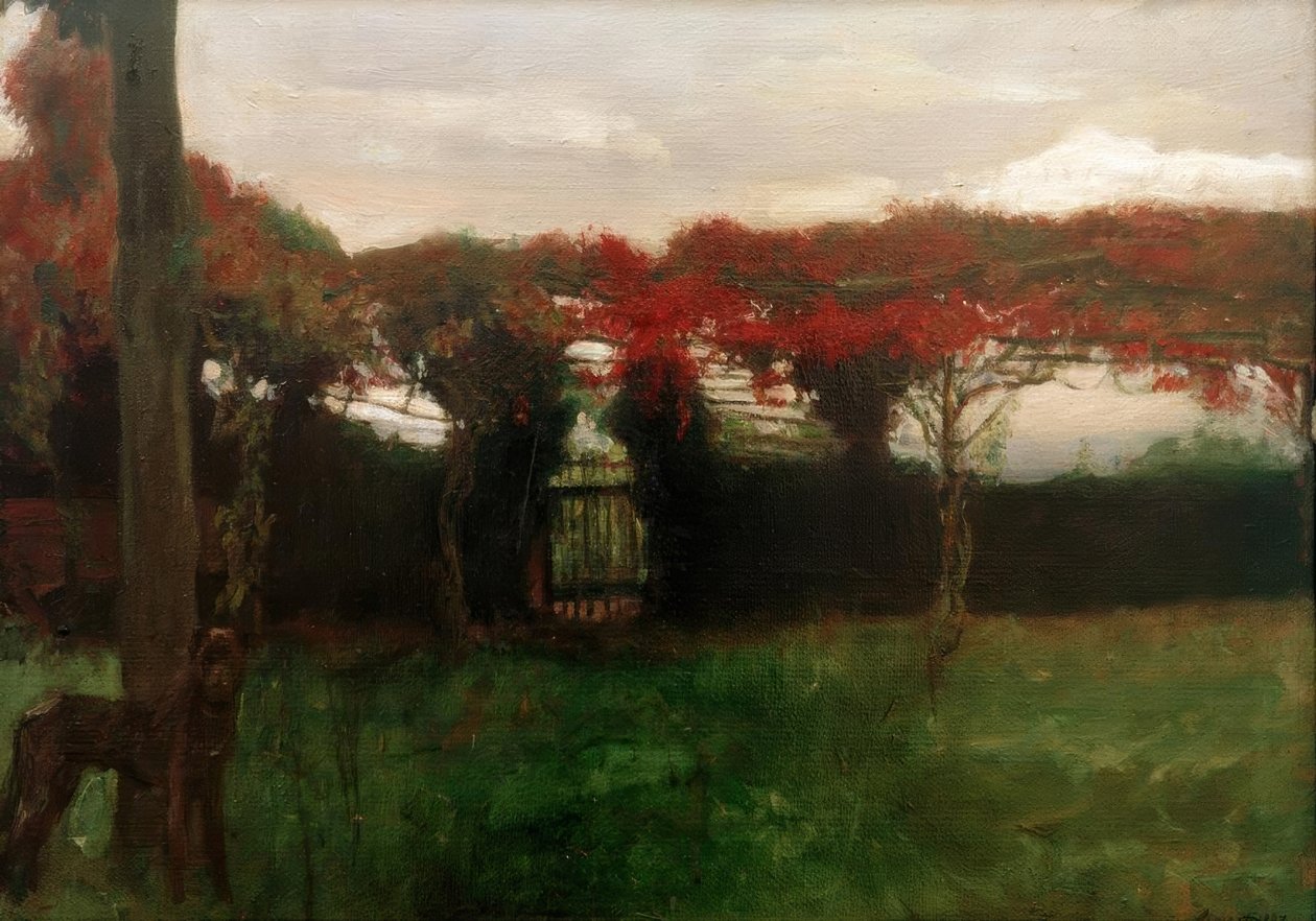 Köpek ile kırmızı çardak by Max Slevogt