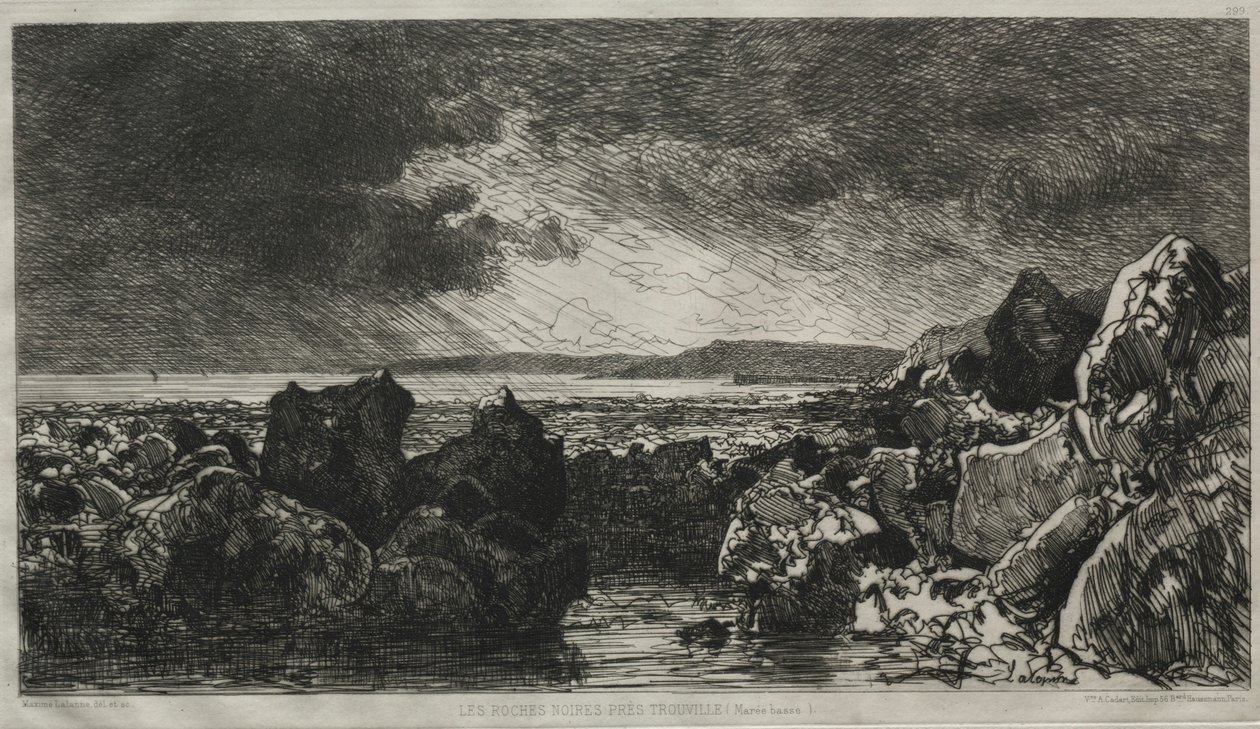 Trouville yakınlarındaki siyah kayalar. by Maxime Lalanne