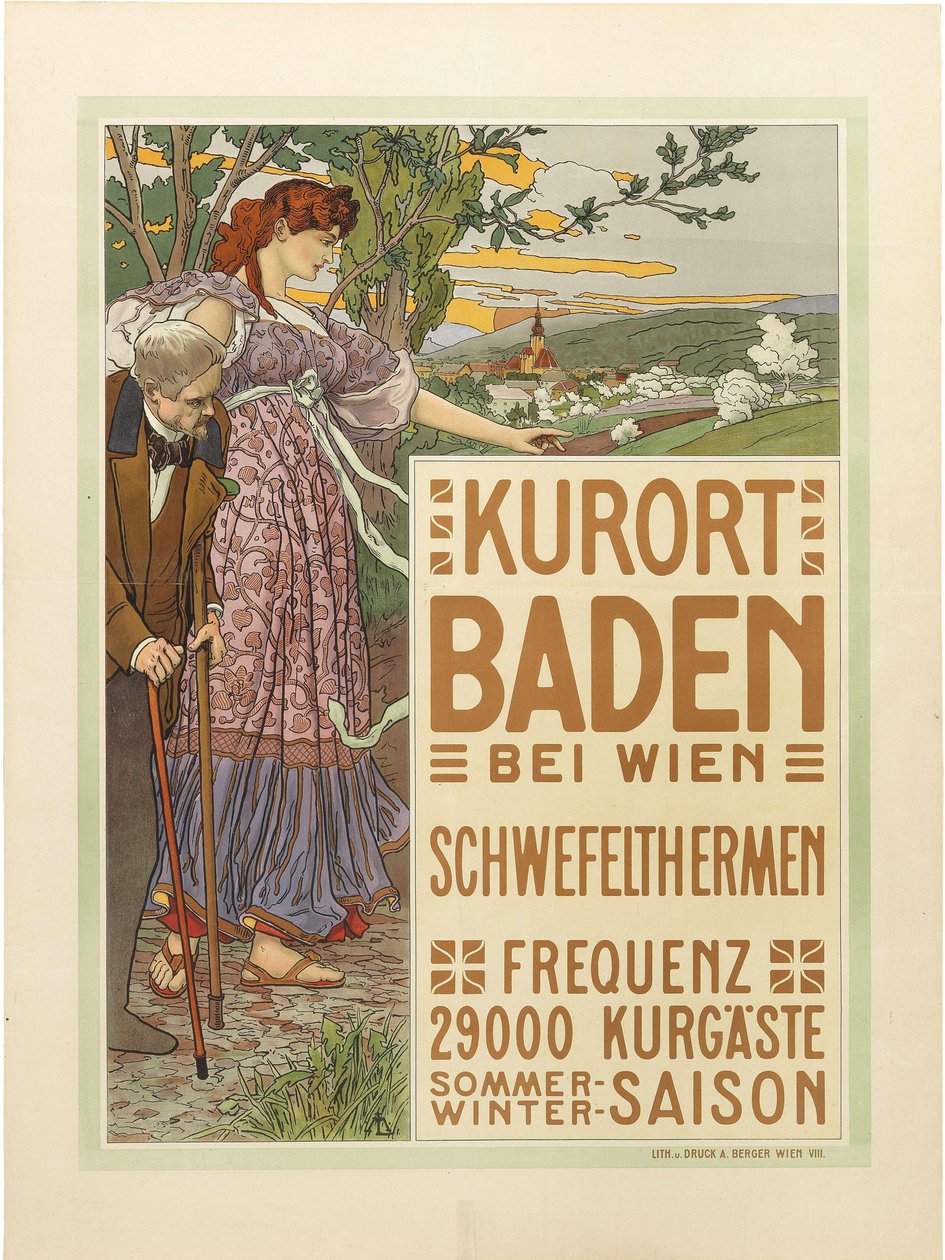 Viyana yakınlarındaki kaplıca kenti Baden, c. 1910. by Maximilian Liebenwein