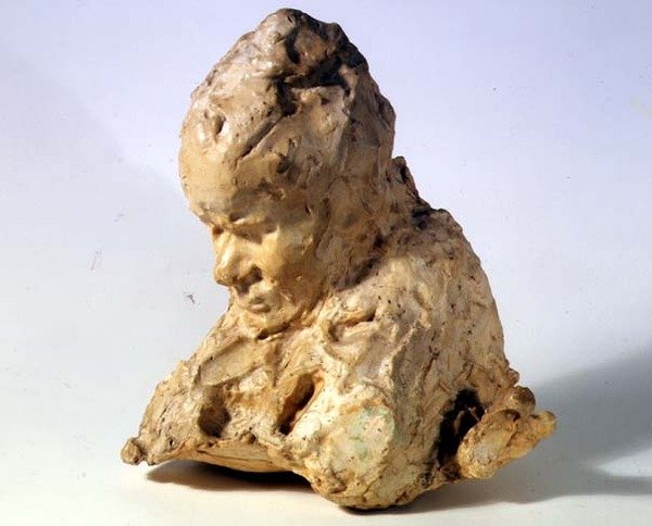 Bir Adamın Başı (alçı üzerine mum) by Medardo Rosso