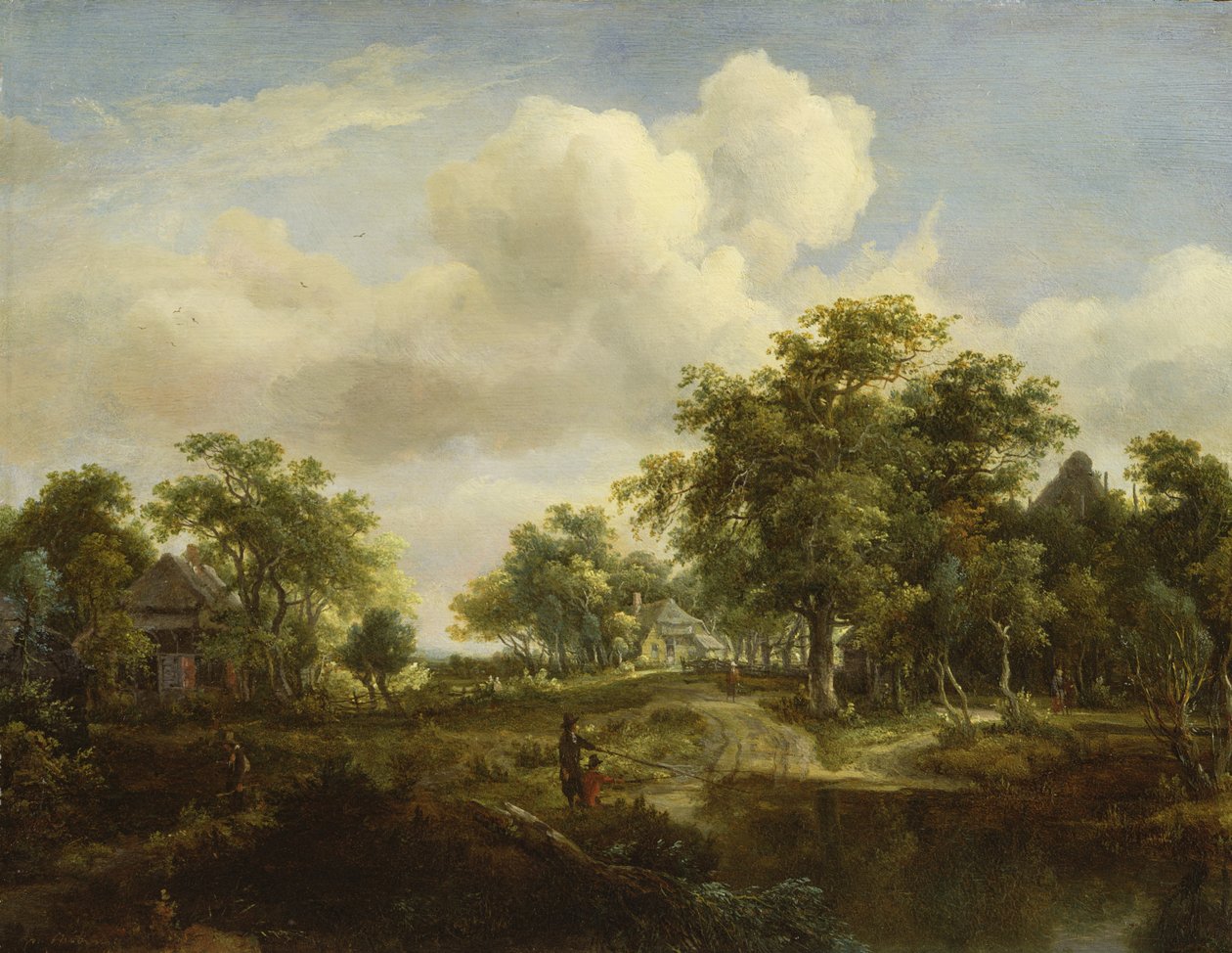 Woodland Glade (panel) by Meindert Hobbema