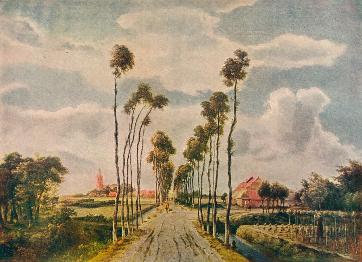'Middelharnis'teki Cadde', 1689 by Meindert Hobbema