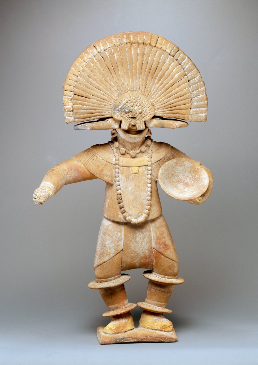 Başlıklı dansçı (toprak çanak çömlek) (ayrıca bkz. 422924) by Mesoamerican
