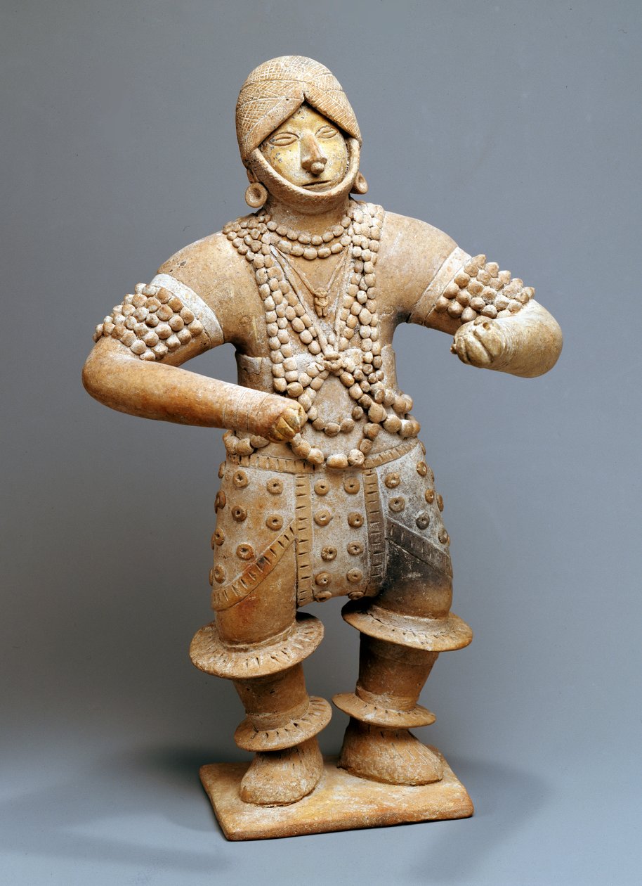 Ritüel kıyafetli dansçı, Colima veya Jalisco (toprak kap) by Mesoamerican