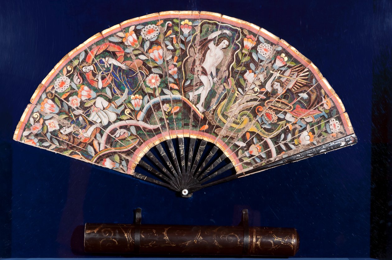 Tüy yelpaze (tüy ve ipek) by Mexican School
