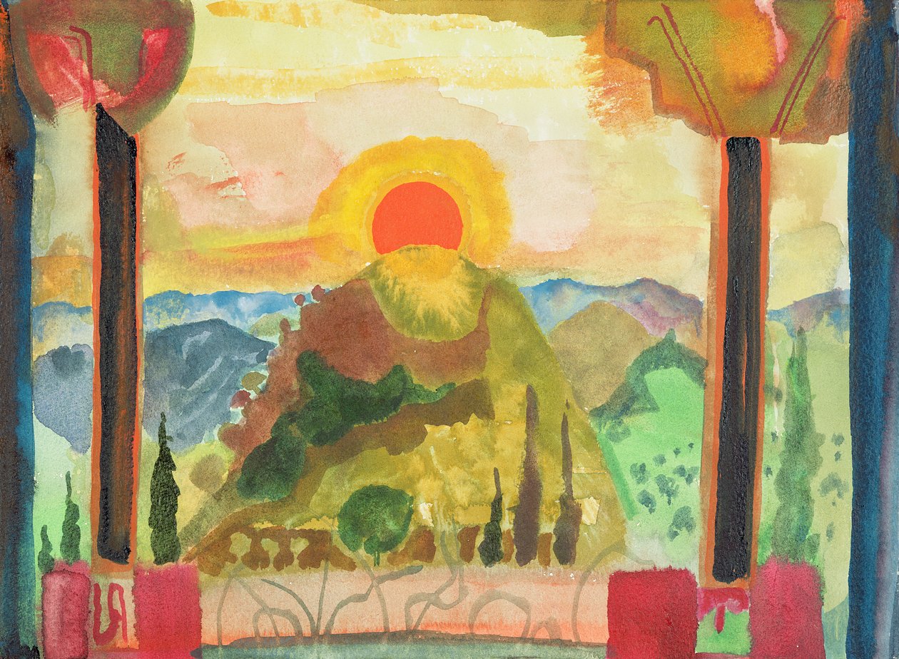 Sundown Over Abruzzi, c.1980-89 (kağıt üzerinde wc) by Michael Chase
