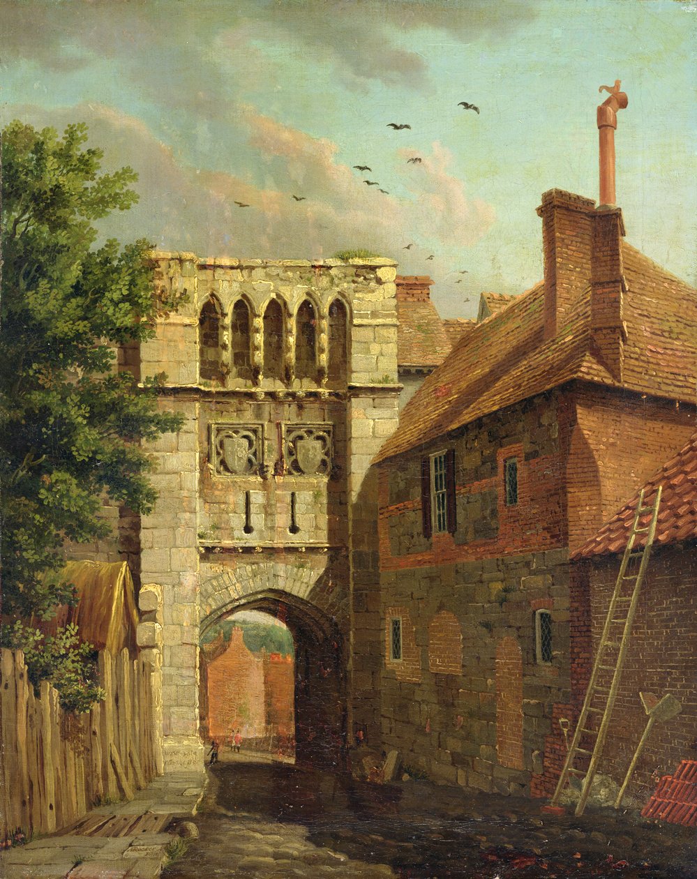 Westgate, Winchester (tuval üzerine yağlıboya) by Michael (1743 1801) Rooker