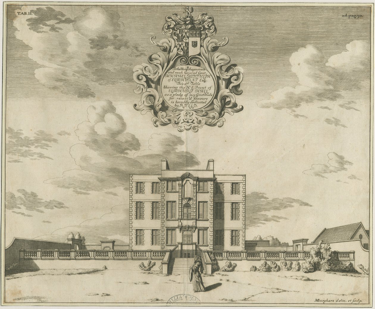 Elmhurst Hall: bakır levha gravürü, nd [1653-1686] by Michael Burghers
