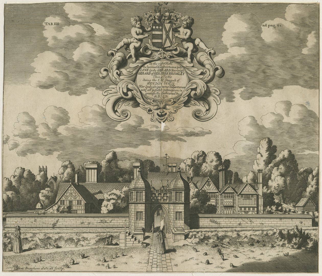 Sandon Hall: gravür, nd [1653-1686] (baskı) by Michael Burghers