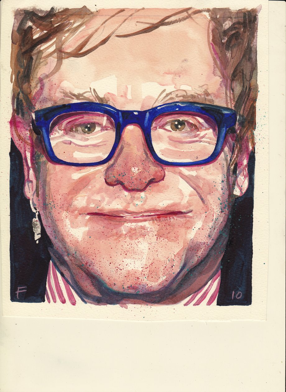 Elton John (suluboya) by Michael Frith