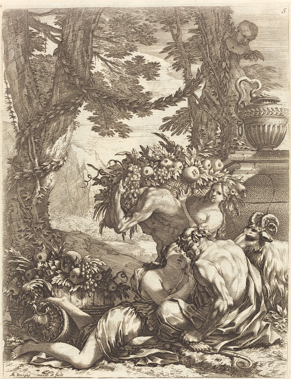 Bir Bacchante Kucaklayan Faun by Michel Dorigny