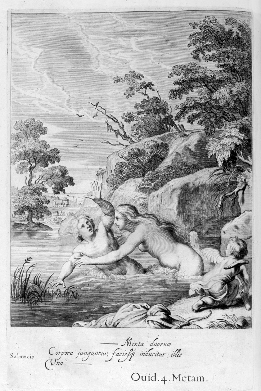 Su Perisi Salmacis ve Hermaphroditus, 1655 by Michel de Marolles