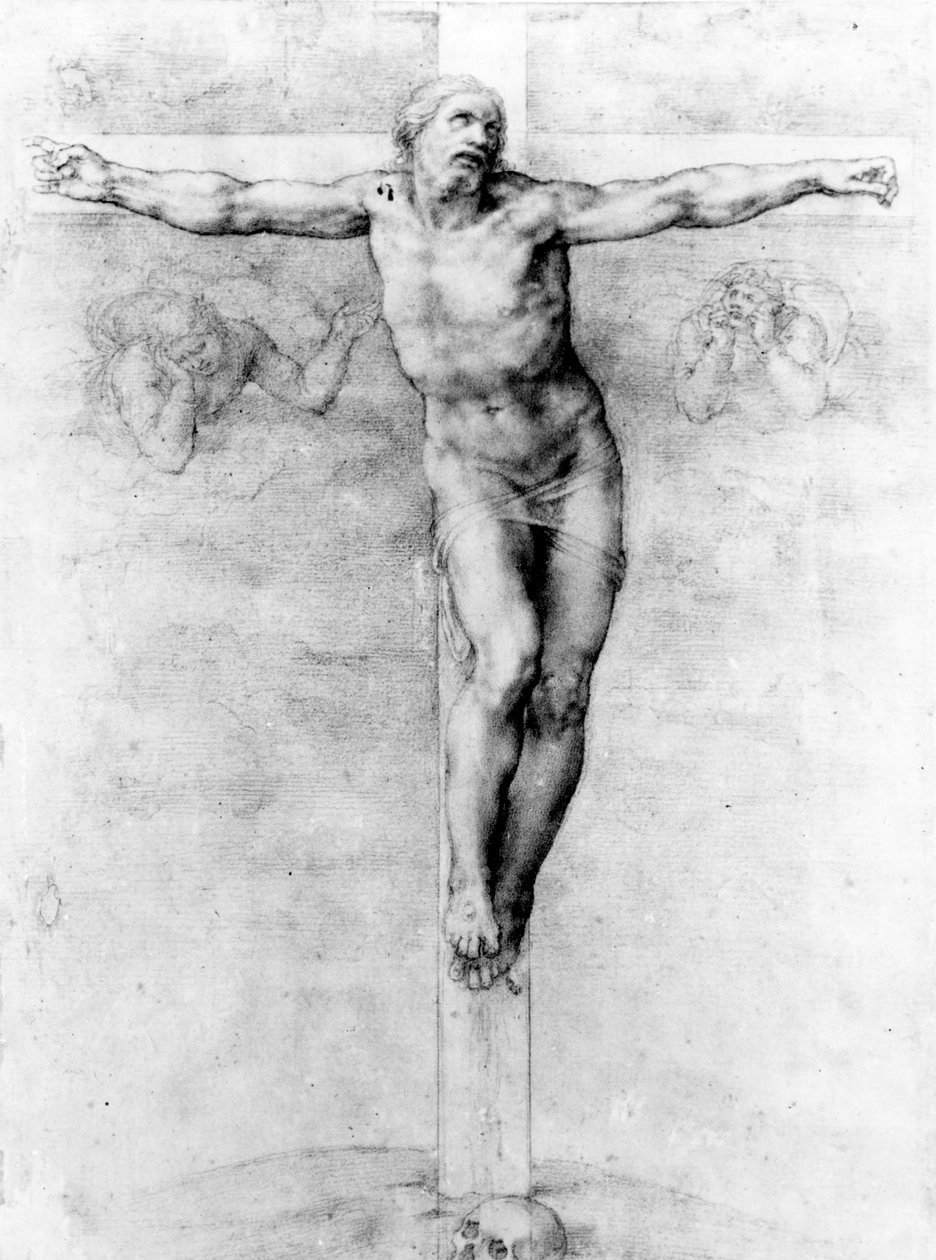 İsa çarmıhta (kağıt üzerinde tebeşir) by Michelangelo Buonarroti