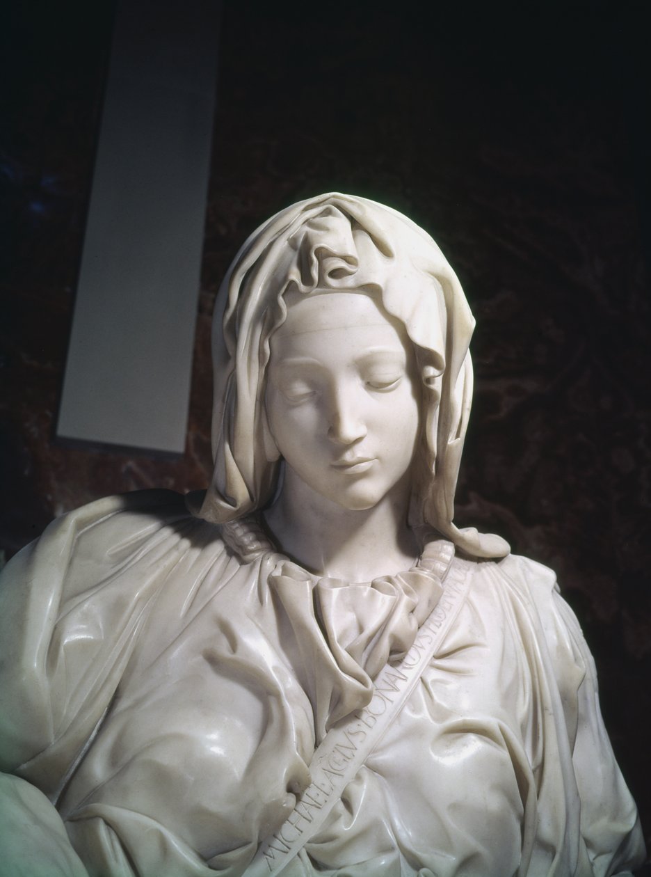 ಪಿಯೆಟಾ, 1498-99 ಮಾರ್ಬಲ್‌ಟರ್ಕ್‌ನ ವಿವರ by Michelangelo Buonarroti