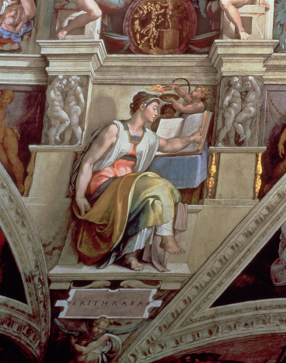 Sistine Şapeli Tavanı: Erythraean Sibyl, 1510 (restorasyon sonrası) by Michelangelo Buonarroti