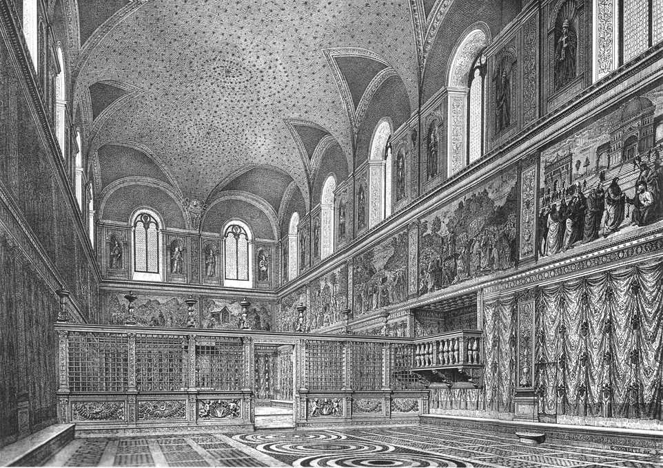 Sistine Şapeli yeniden inşa edilmiş görünüm by Michelangelo Buonarroti