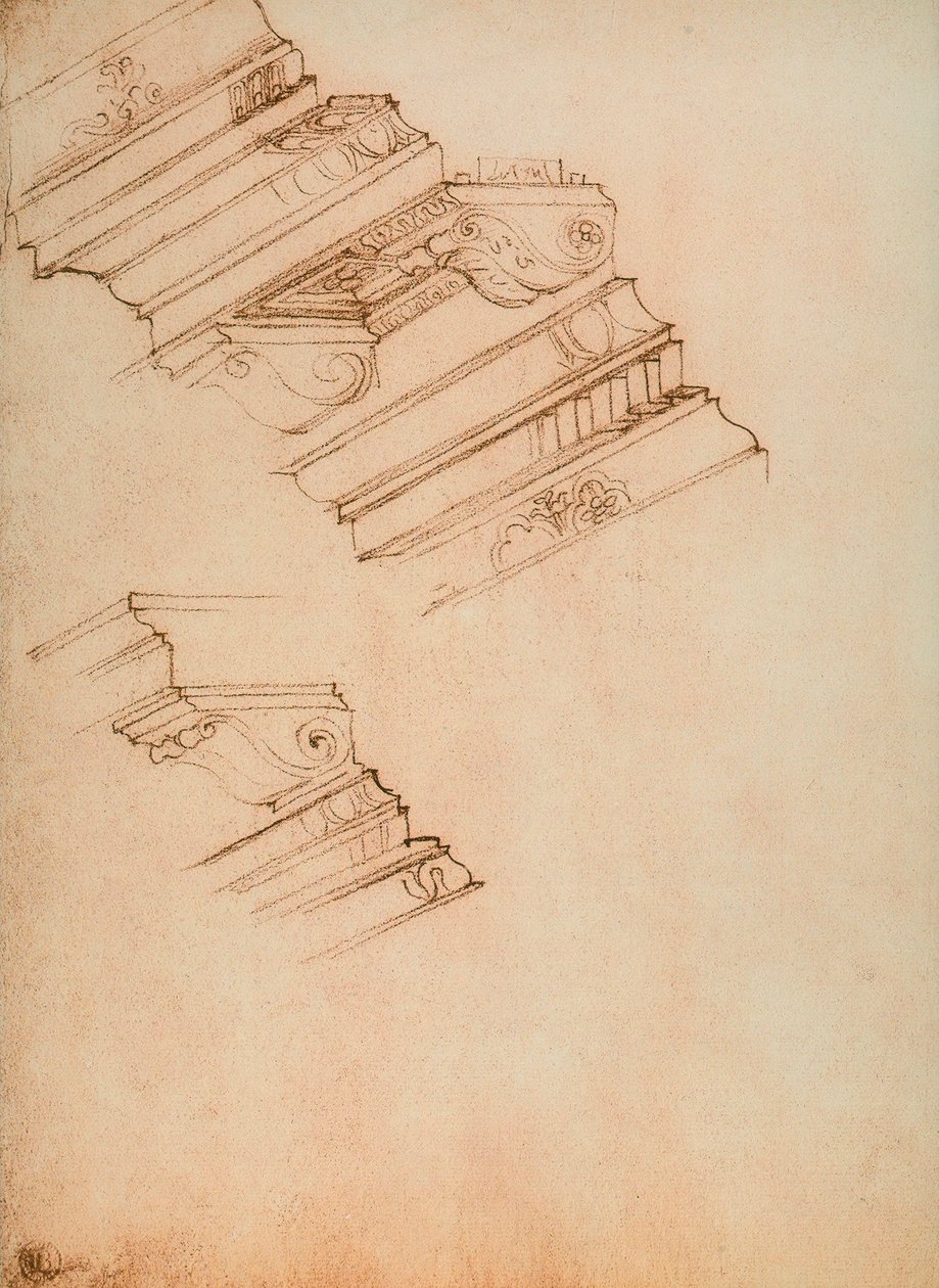 Study for two cornices; drawing by Michelangelo. Casa Buonarroti, Florence by Michelangelo Buonarroti