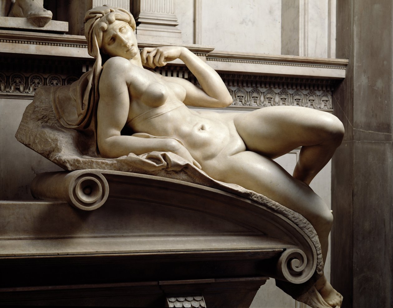 Lorenzo de Medici Mezarı 1449-92 Şafak detayı, 1520-24 mermer by Michelangelo Buonarroti