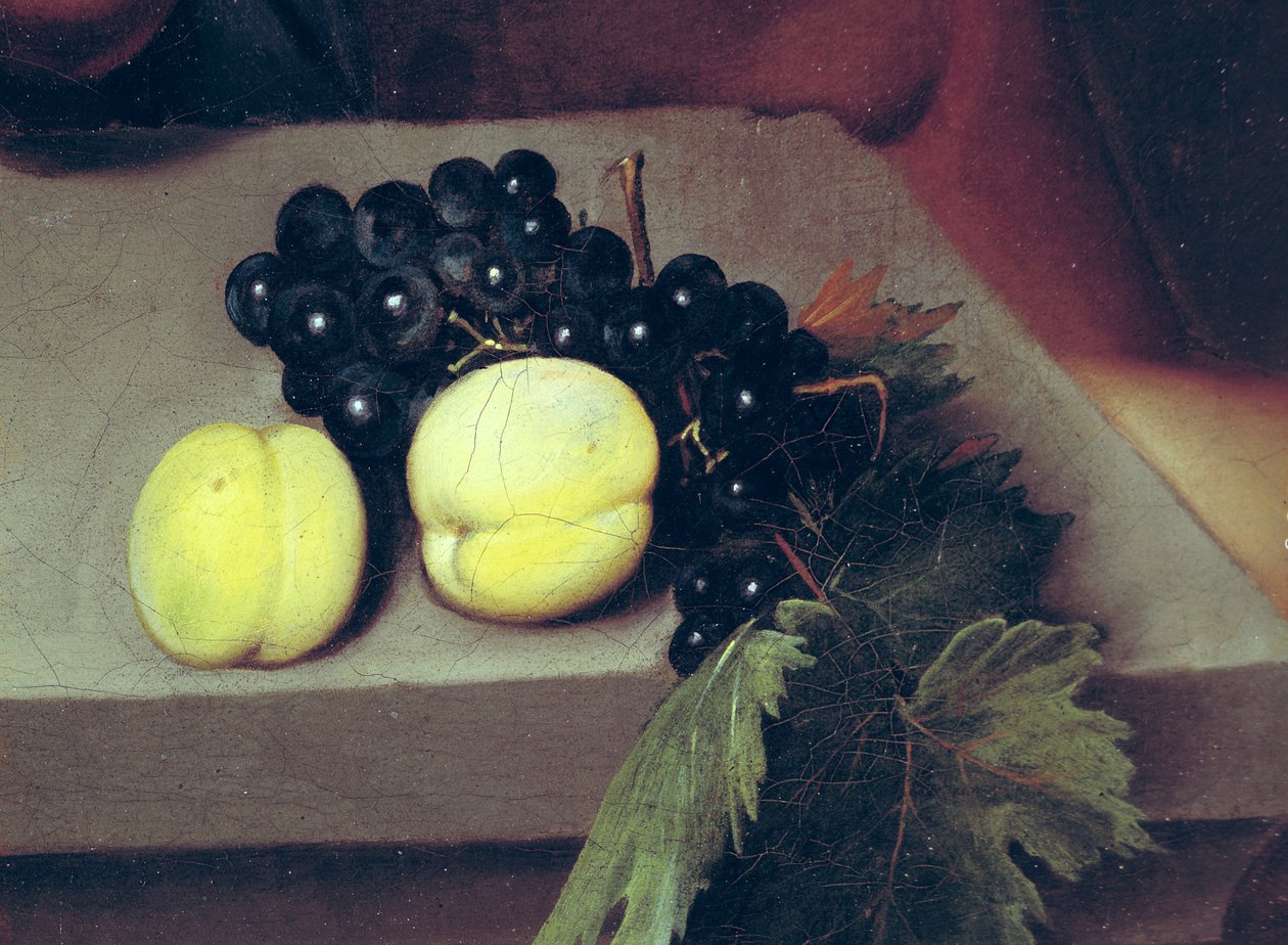 Hasta Bacchus, şeftali ve üzüm detayı, 1591 (bkz. 55903) by Michelangelo Merisi Caravaggio