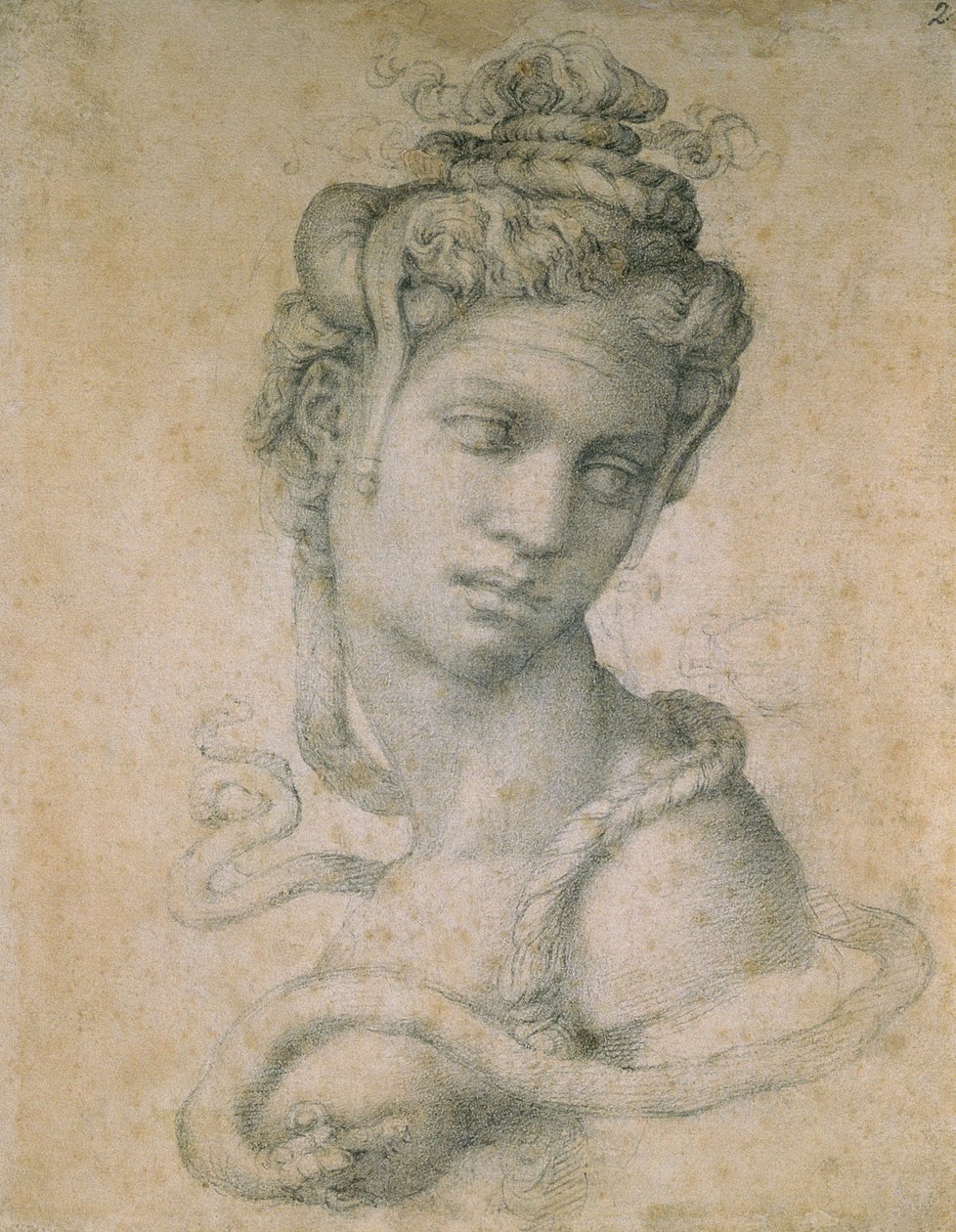 Kleopatra (MÖ 69-30) (kağıt üzerinde kömür) by Michelangelo Buonarroti