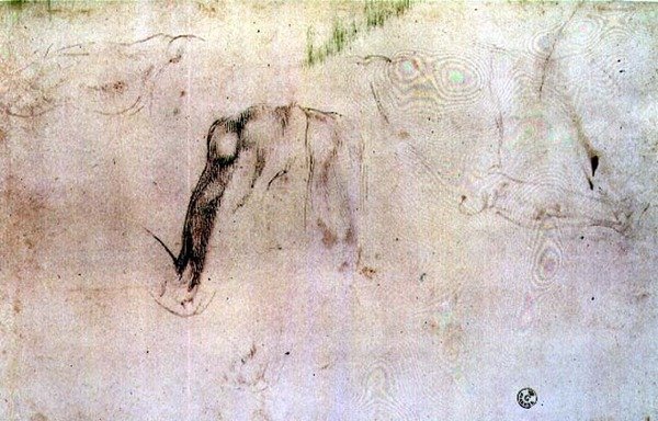 Bacak taslağı (kağıt üzerinde kömür) by Michelangelo Buonarroti