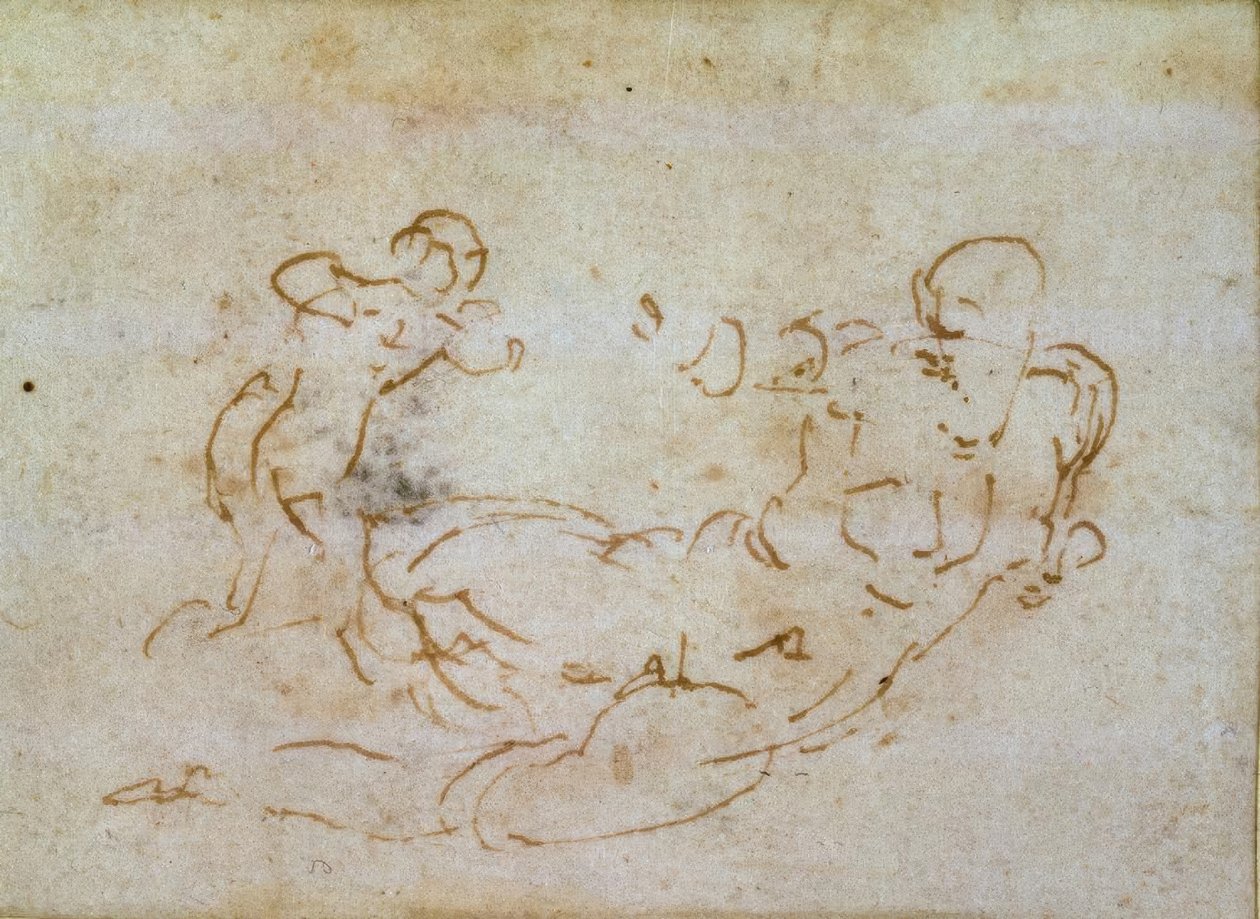 Venüs ve Aşk Tanrısı Çalışması by Michelangelo Buonarroti