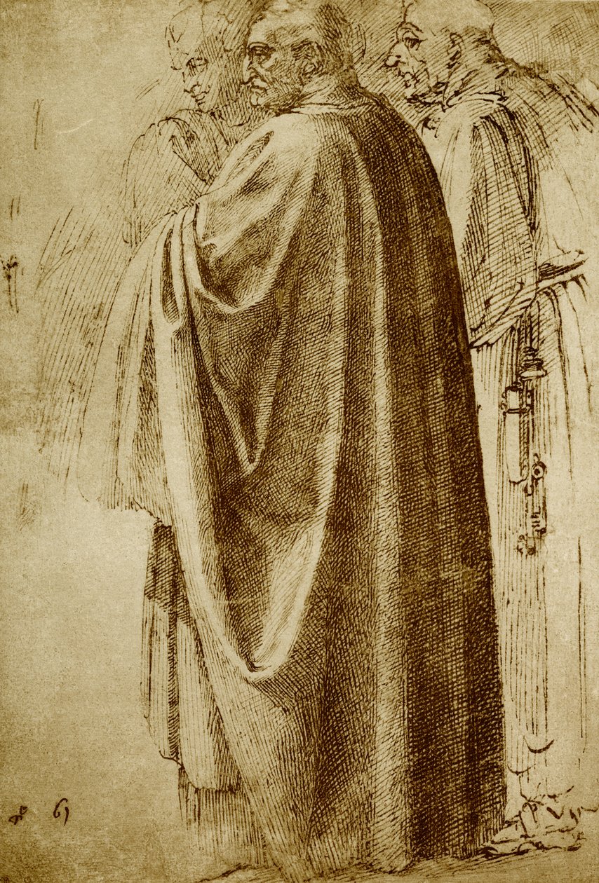 Uzun elbiseli üç adam by Michelangelo Buonarroti