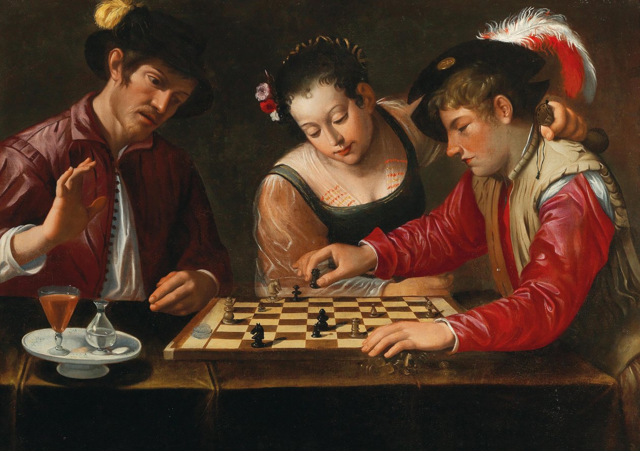 Satranç oyuncuları, 17. yüzyıl. by Michelangelo, Caravaggio