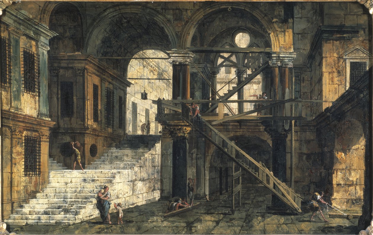 Bir Rönesans Evinde Merdiven Boşluğu, c.1741-42 by Michele Marieschi