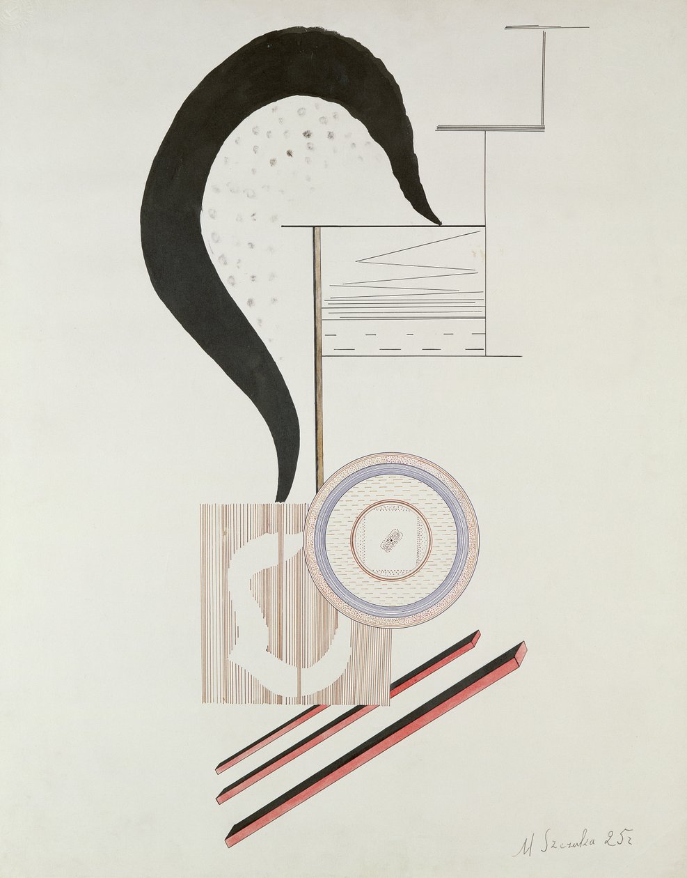 Konstrüktivist Kompozisyon, 1925 (kağıt üzerine kalem ve mürekkep, wc ve guaj) by Mieczyslaw Szczuka