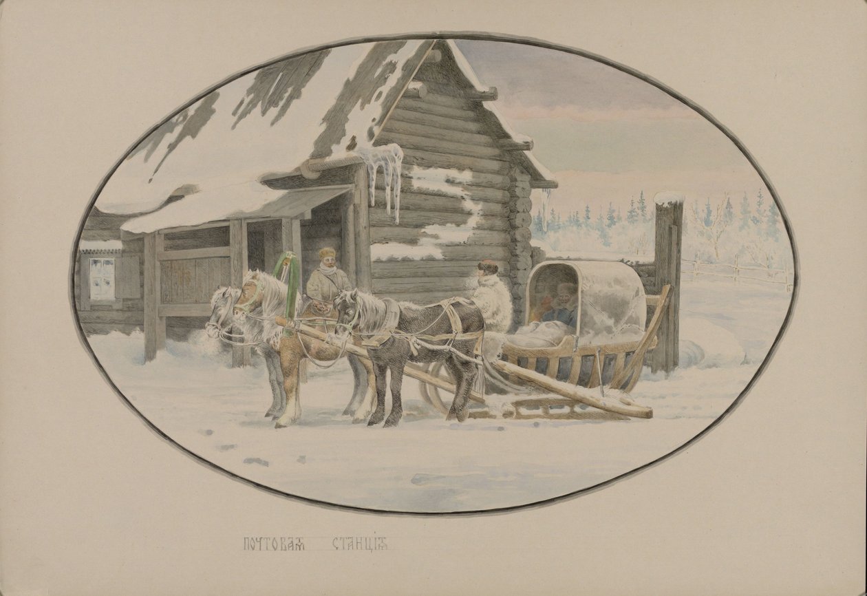 Posta istasyonu, 1862. by Mikhail Stepanovich Znamensky