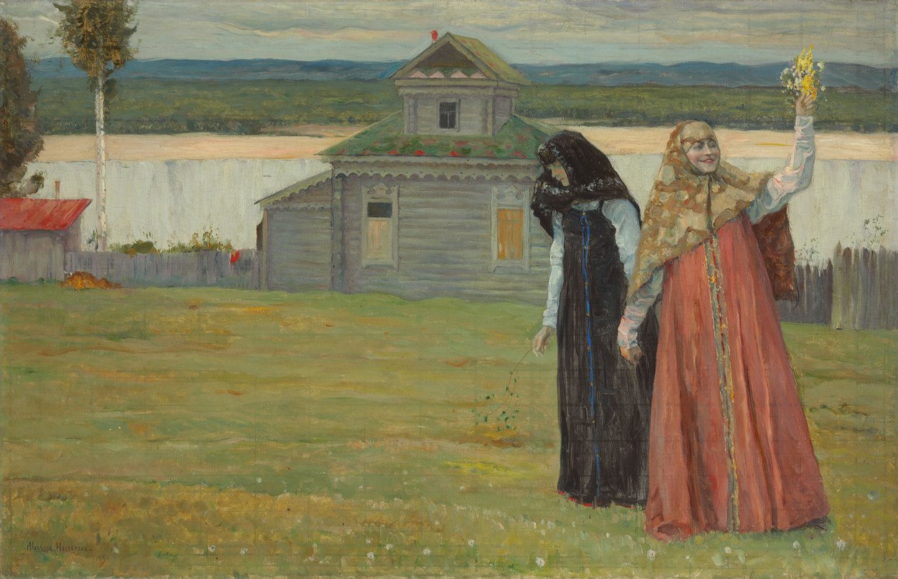 İki kız kardeş by Mikhail Vasilievich Nesterov