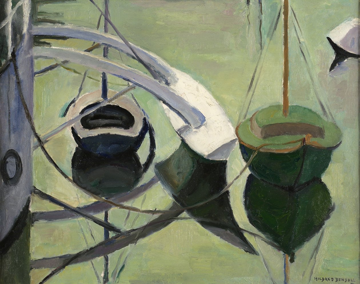 Sarkaç ve yansıması, 1935 dolayları (tuval üzerine serilen kağıt üzerine yağlı boya) by Mildred Bendall