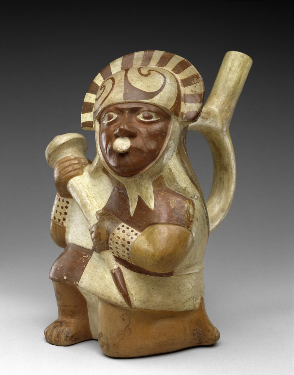 Diz çökmüş Savaşçı Effigy Gemi by Moche Moche