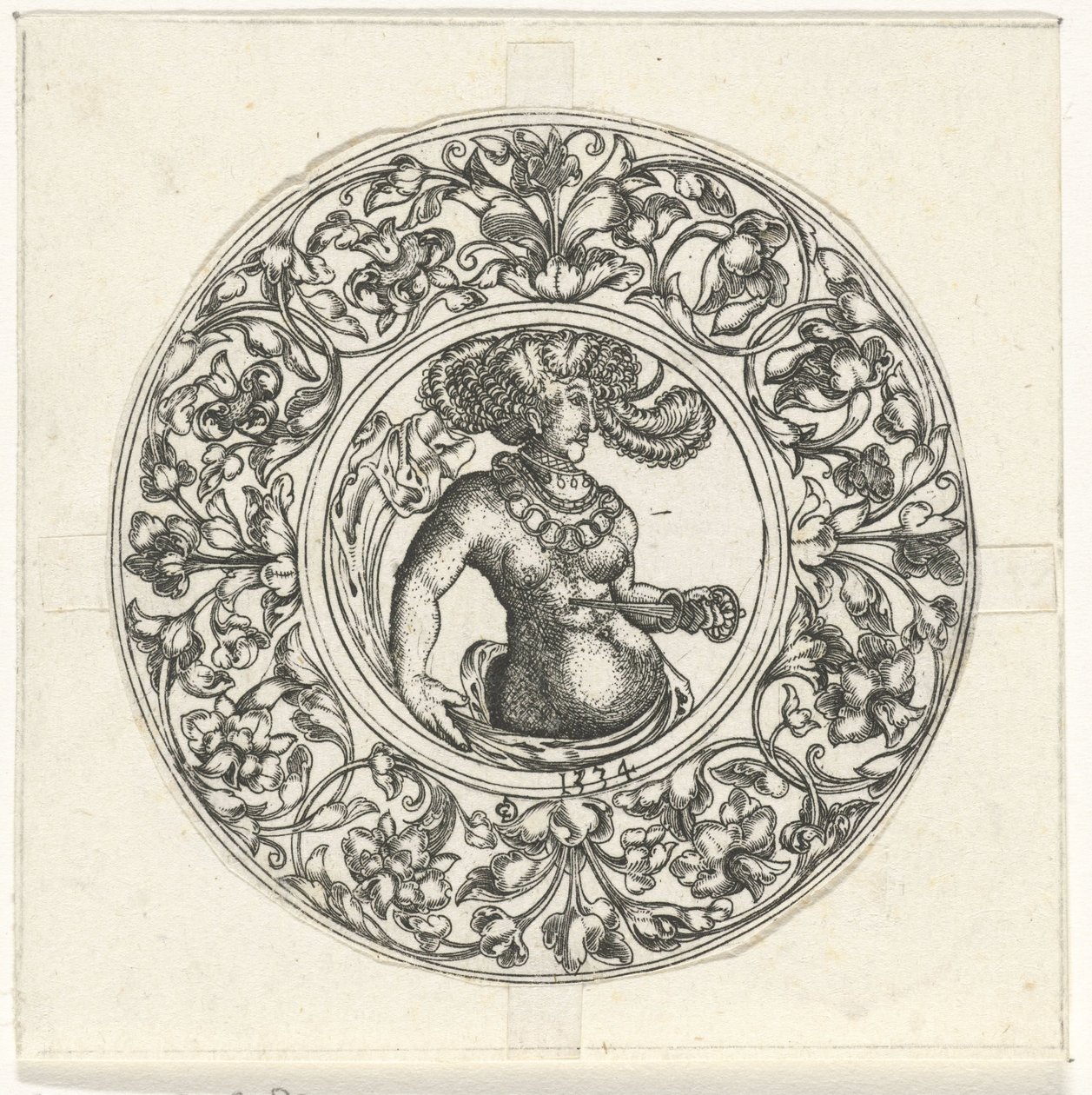 Lucretia ile yuvarlak tepsi by Monogrammist CG (Duitsland)