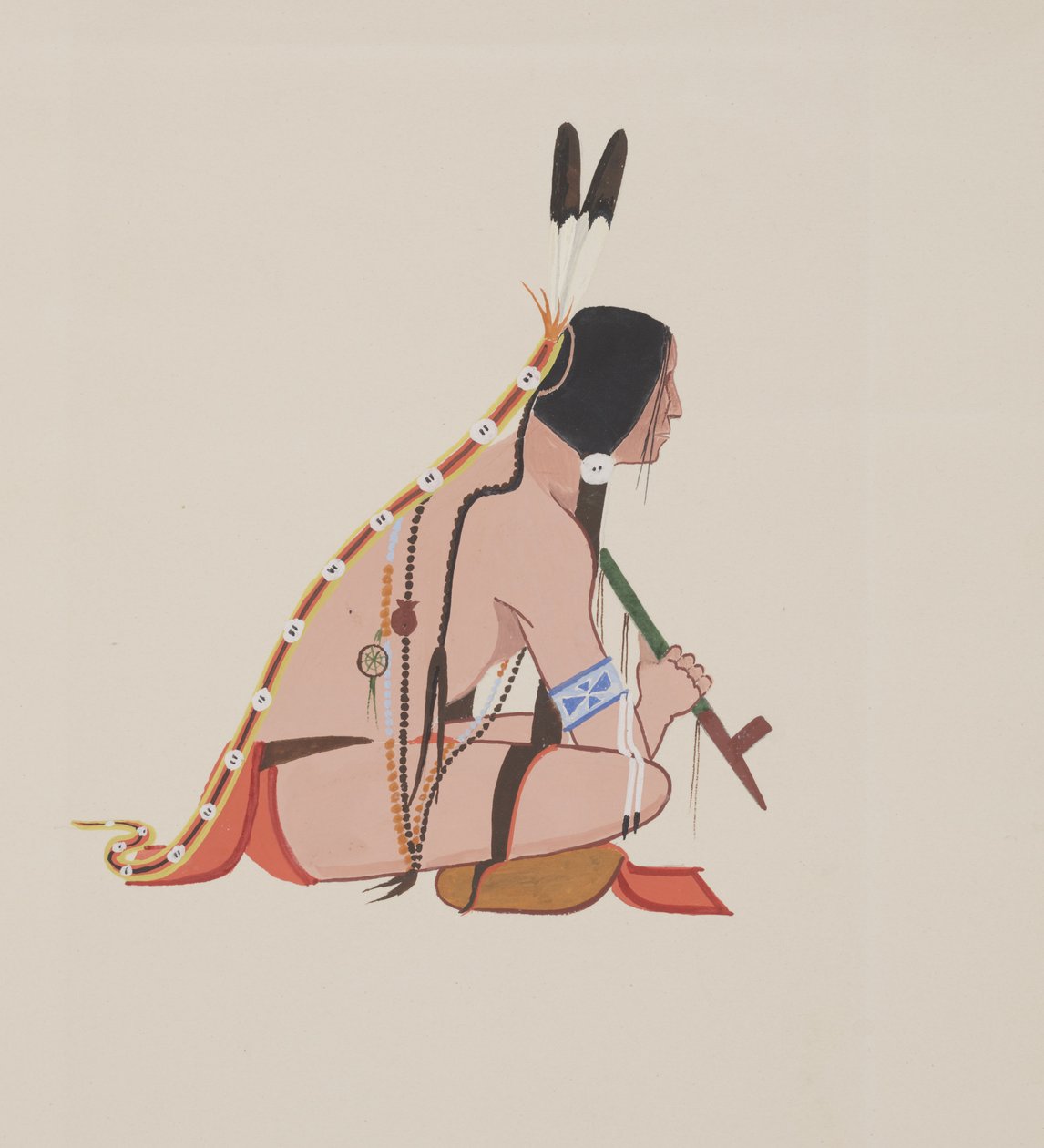 Cheyenne, c.1934 (sulu boya) by Monroe Tsatoke