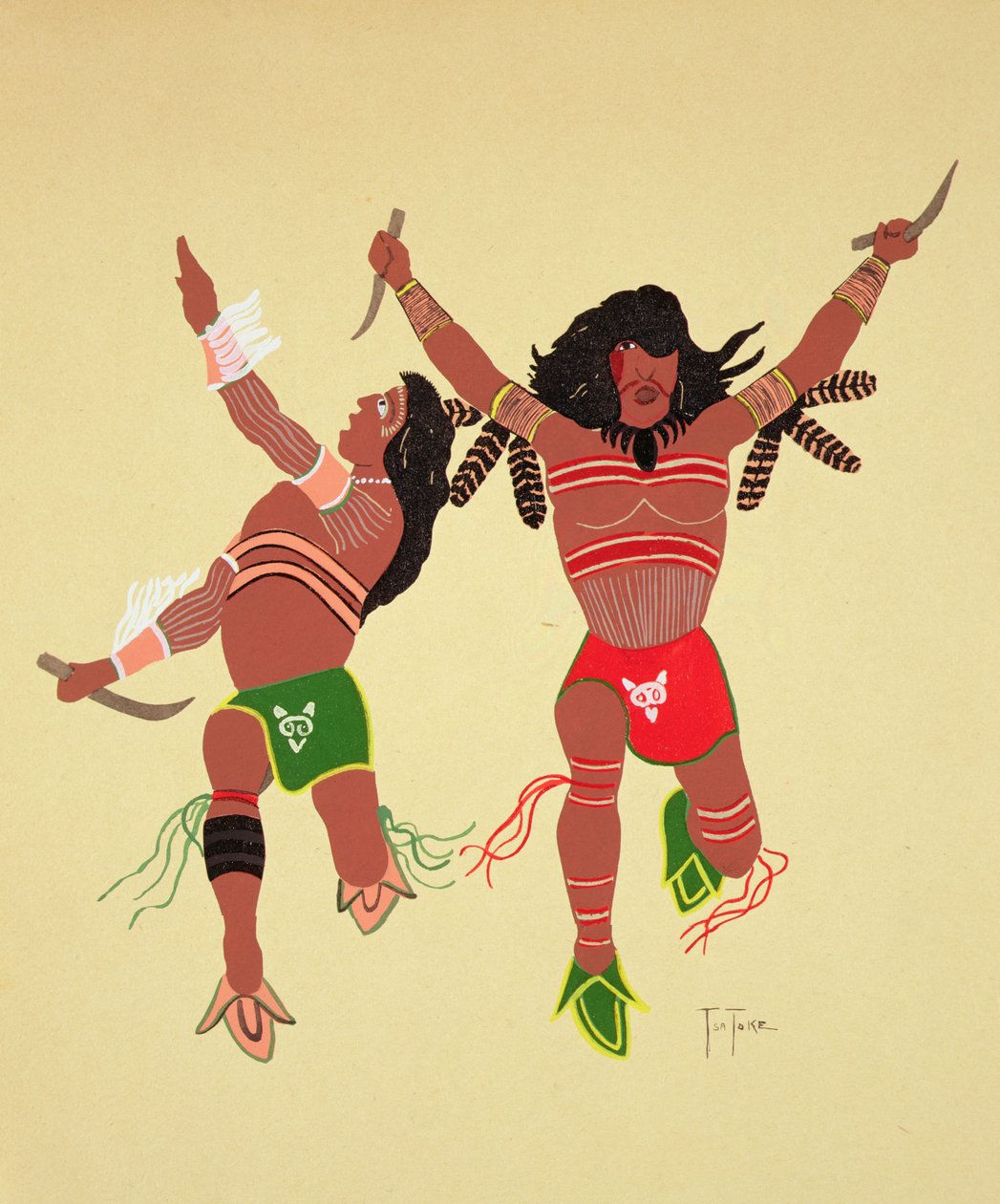Kiowa Warriors (kalıp baskısı) by Monroe Tsatoke