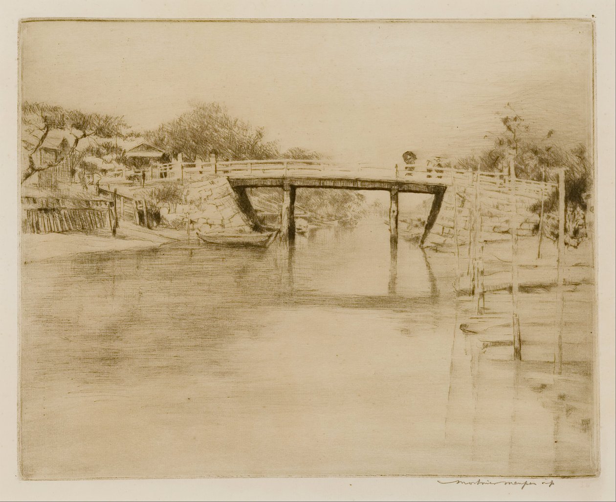 Sakin bir su yolu, Japonya by Mortimer Ludington Menpes