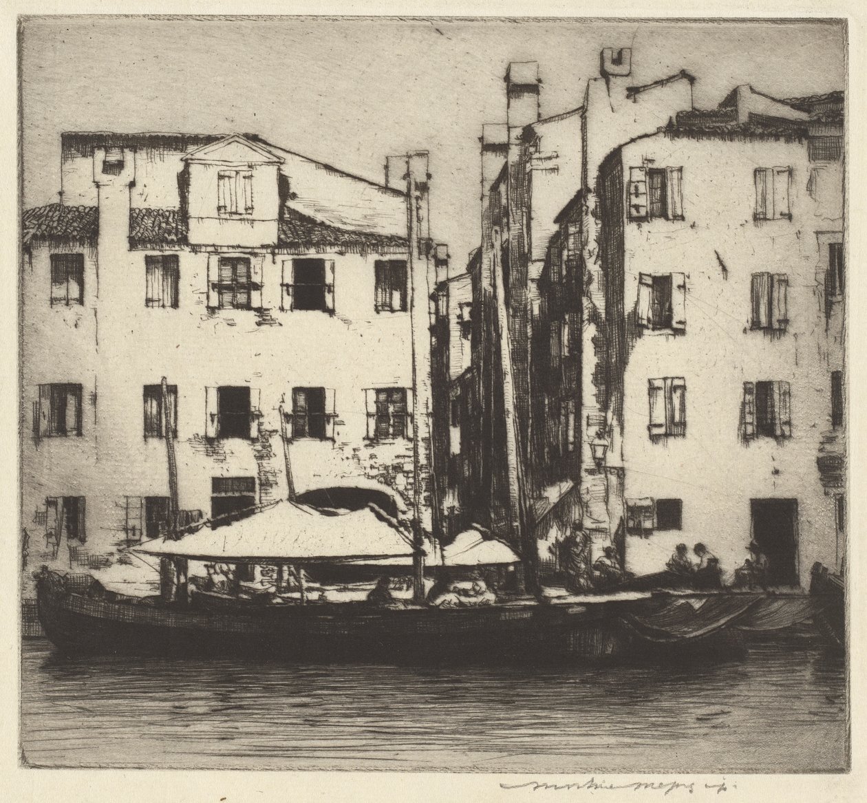Kanaldaki Tekneler, Venedik Adası by Mortimer Menpes