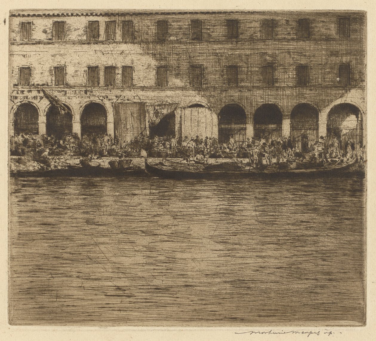 Rialto Pazarları, Venedik by Mortimer Menpes
