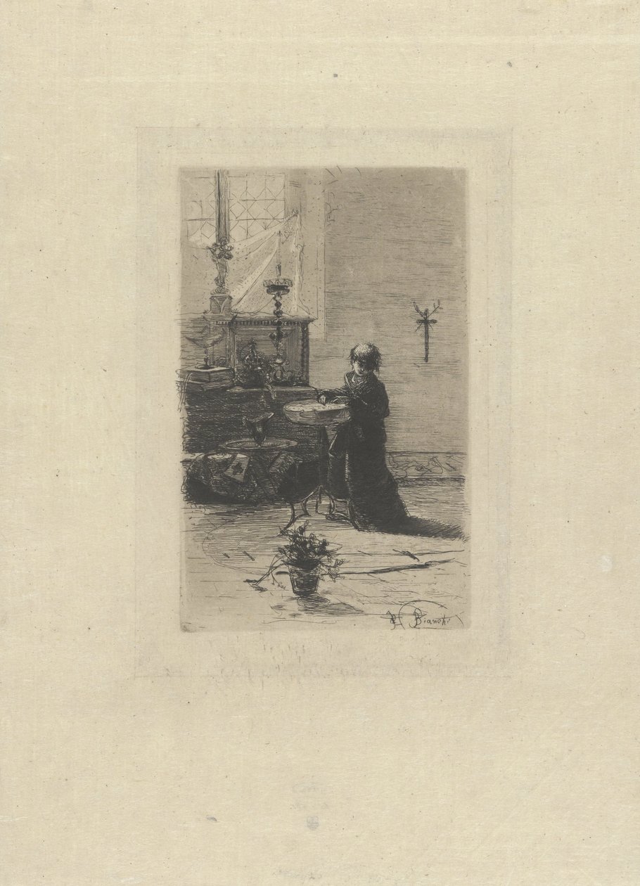 diz çökmüş koro çocuğu by Mosè di Giosuè Bianchi