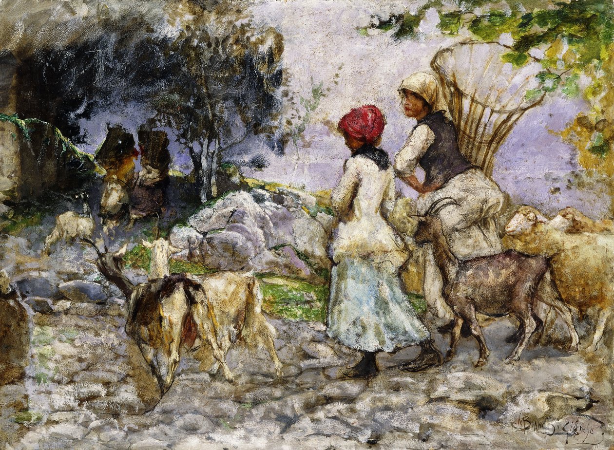 keçi çobanları, by Mose Bianchi