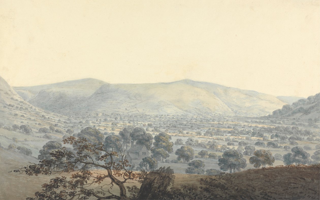 Llandrillo'nun uzaktan görünümü by Moses Griffith