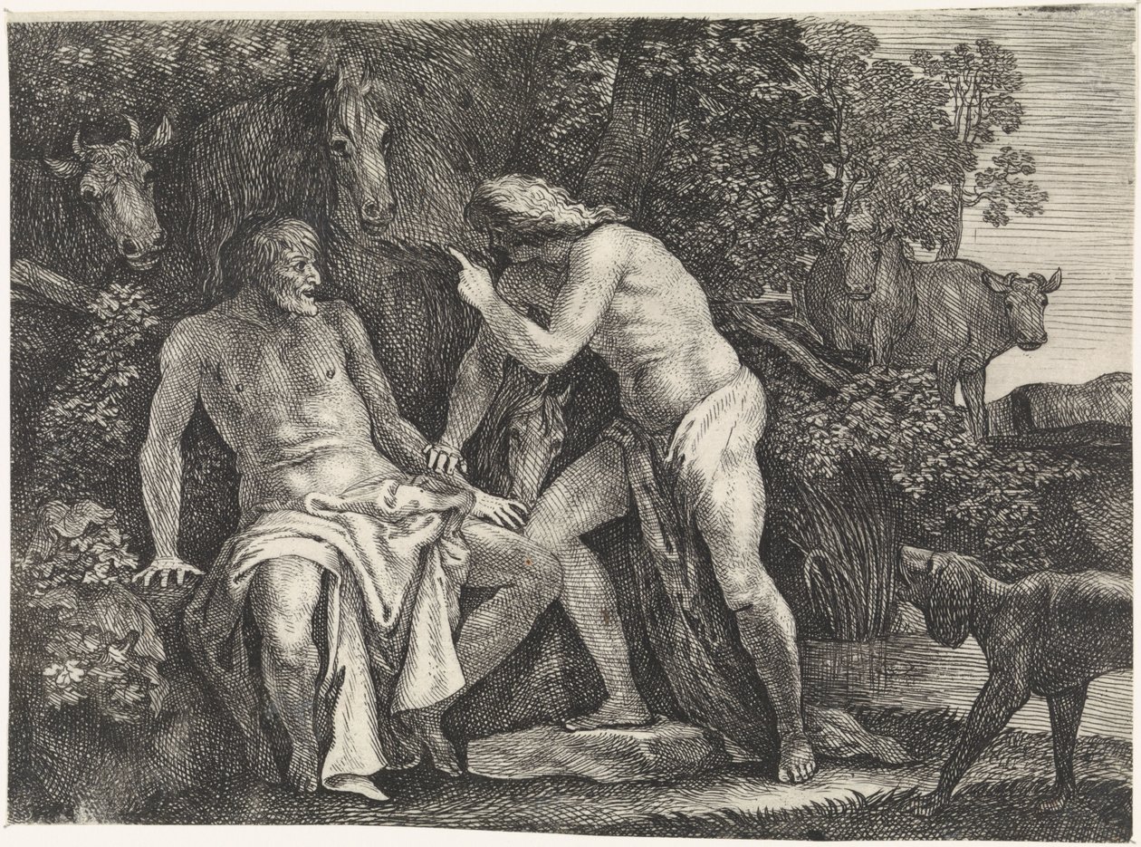 Merkür beschuldigt Battus by Moyses van Wtenbrouck