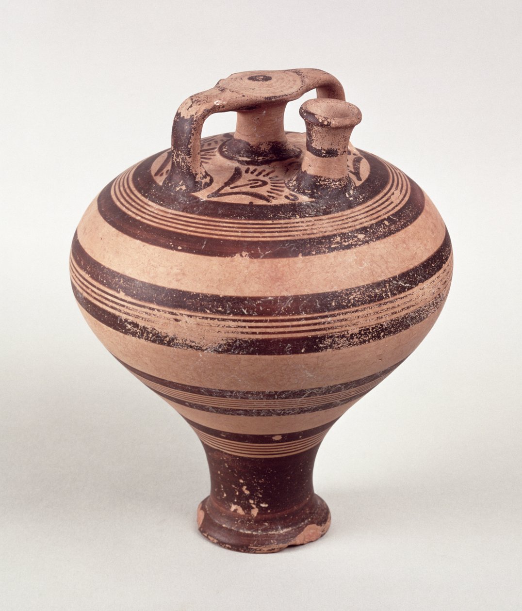 ಸ್ಟಿರಪ್ ಜಾರ್, c.1500-1200 BC (ಬಣ್ಣದ ಮಣ್ಣಿನ ಪಾತ್ರೆ) ಟರ್ಕಿ by Mycenaean