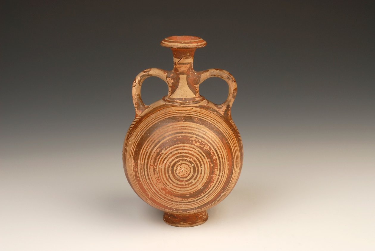 Aryballos Pilgrim Flask 1400-1370 M.Ö. pişmiş toprak by Mycenaean